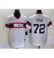 Men Chicago White Sox 72 Carlton Fisk White Cool Base Stitched Jersey