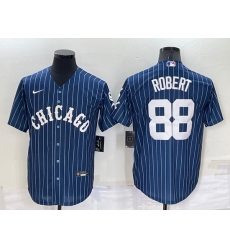 Men Chicago White Sox 88 Luis Robert Navy Cool Base Stitched Jersey