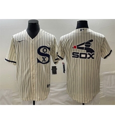 Men Chicago White Sox Cream Team Big Logo Cool Base Stitched Jersey