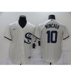 Men Nike Chicago White Sox 10 Yoan Moncada Cream Game 2021 Field of Dreams Jersey