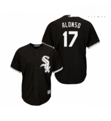 Mens Chicago White Sox 17 Yonder Alonso Replica Black Alternate Home Cool Base Baseball Jersey 