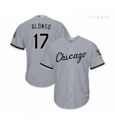 Mens Chicago White Sox 17 Yonder Alonso Replica Grey Road Cool Base Baseball Jersey 
