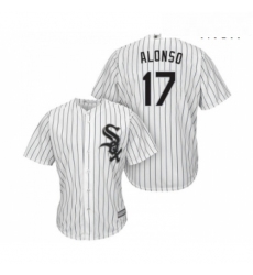 Mens Chicago White Sox 17 Yonder Alonso Replica White Home Cool Base Baseball Jersey 