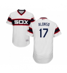 Mens Chicago White Sox 17 Yonder Alonso White Alternate Flex Base Authentic Collection Baseball Jersey