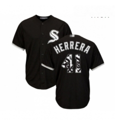 Mens Chicago White Sox 41 Kelvin Herrera Authentic Black Team Logo Fashion Cool Base Baseball Jersey 