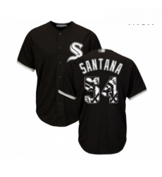 Mens Chicago White Sox 54 Ervin Santana Authentic Black Team Logo Fashion Cool Base Baseball Jersey 