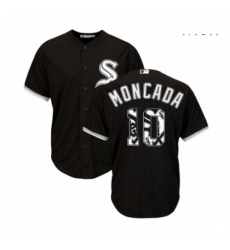 Mens Majestic Chicago White Sox 10 Yoan Moncada Authentic Black Team Logo Fashion Cool Base MLB Jerseys 