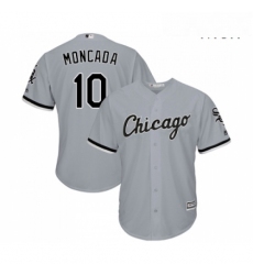 Mens Majestic Chicago White Sox 10 Yoan Moncada Replica Grey Road Cool Base MLB Jerseys 