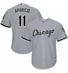 Mens Majestic Chicago White Sox 11 Luis Aparicio Grey Road Flex Base Authentic Collection MLB Jersey