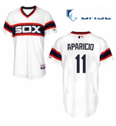 Mens Majestic Chicago White Sox 11 Luis Aparicio Replica White 2013 Alternate Home Cool Base MLB Jersey