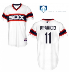 Mens Majestic Chicago White Sox 11 Luis Aparicio White Alternate Flex Base Authentic Collection MLB Jersey 