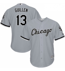 Mens Majestic Chicago White Sox 13 Ozzie Guillen Grey Road Flex Base Authentic Collection MLB Jersey