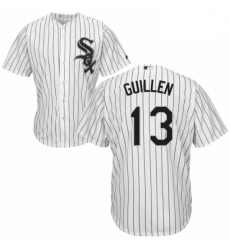 Mens Majestic Chicago White Sox 13 Ozzie Guillen White Home Flex Base Authentic Collection MLB Jersey