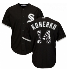 Mens Majestic Chicago White Sox 14 Paul Konerko Authentic Black Team Logo Fashion Cool Base MLB Jersey