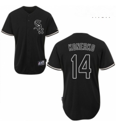 Mens Majestic Chicago White Sox 14 Paul Konerko Replica Black Fashion MLB Jersey