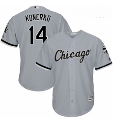 Mens Majestic Chicago White Sox 14 Paul Konerko Replica Grey Road Cool Base MLB Jersey
