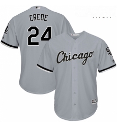 Mens Majestic Chicago White Sox 24 Joe Crede Replica Grey Road Cool Base MLB Jersey