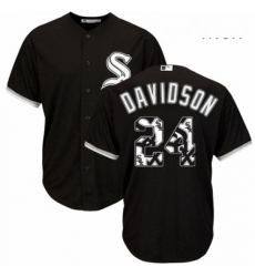Mens Majestic Chicago White Sox 24 Matt Davidson Authentic Black Team Logo Fashion Cool Base MLB Jersey 
