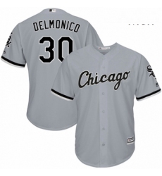 Mens Majestic Chicago White Sox 30 Nicky Delmonico Replica Grey Road Cool Base MLB Jersey 