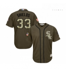 Mens Majestic Chicago White Sox 33 James Shields Authentic Green Salute to Service MLB Jerseys