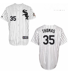 Mens Majestic Chicago White Sox 35 Frank Thomas Replica White w75th Anniversary Commemorative Patch MLB Jersey