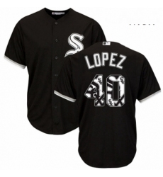 Mens Majestic Chicago White Sox 40 Reynaldo Lopez Authentic Black Team Logo Fashion Cool Base MLB Jersey 