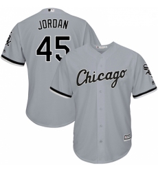Mens Majestic Chicago White Sox 45 Michael Jordan Grey Road Flex Base Authentic Collection MLB Jersey