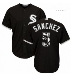Mens Majestic Chicago White Sox 5 Yolmer Sanchez Authentic Black Team Logo Fashion Cool Base MLB Jersey 