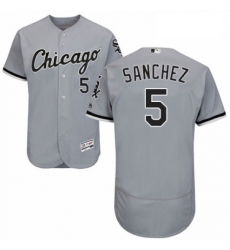 Mens Majestic Chicago White Sox 5 Yolmer Sanchez Grey Road Flex Base Authentic Collection MLB Jersey
