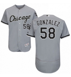 Mens Majestic Chicago White Sox 58 Miguel Gonzalez Grey Road Flex Base Authentic Collection MLB Jersey