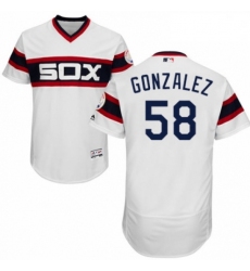 Mens Majestic Chicago White Sox 58 Miguel Gonzalez White Alternate Flex Base Authentic Collection MLB Jersey
