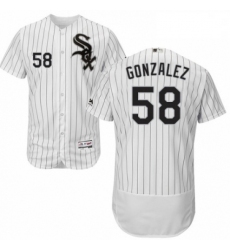 Mens Majestic Chicago White Sox 58 Miguel Gonzalez White Home Flex Base Authentic Collection MLB Jersey