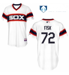 Mens Majestic Chicago White Sox 72 Carlton Fisk White Alternate Flex Base Authentic Collection MLB Jersey