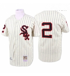 Mens Mitchell and Ness 1959 Chicago White Sox 2 Nellie Fox Authentic Cream Throwback MLB Jersey