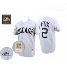 Mens Mitchell and Ness 1960 Chicago White Sox 2 Nellie Fox Replica Grey Throwback MLB Jersey