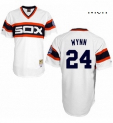 Mens Mitchell and Ness 1983 Chicago White Sox 24 Early Wynn Replica White Throwback MLB Jersey