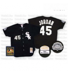 Mens Mitchell and Ness Chicago White Sox 45 Michael Jordan Replica Black Throwback MLB Jersey