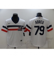 Men's Nike Chicago White Sox #79 Jose Abreu White Throwback Jersey