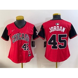 Women Chicago White Sox 45 Michael Jordan Red Black 2025 City Connect Limited Stitched Baseball Jersey