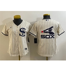 Women Chicago White Sox Cream Team Big Logo Stitched Jersey 03