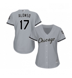 Womens Chicago White Sox 17 Yonder Alonso Replica Grey Road Cool Base Baseball Jersey 