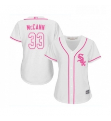 Womens Chicago White Sox 33 James McCann Replica White Fashion Cool Base Baseball Jersey 