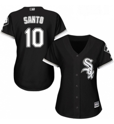 Womens Majestic Chicago White Sox 10 Ron Santo Authentic Black Alternate Home Cool Base MLB Jersey