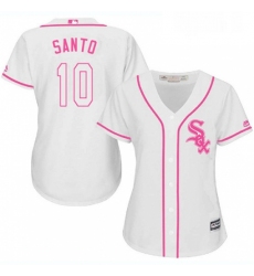 Womens Majestic Chicago White Sox 10 Ron Santo Replica White Fashion Cool Base MLB Jersey