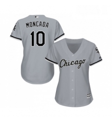 Womens Majestic Chicago White Sox 10 Yoan Moncada Replica Grey Road Cool Base MLB Jerseys 