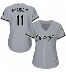 Womens Majestic Chicago White Sox 11 Luis Aparicio Authentic Grey Road Cool Base MLB Jersey