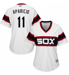 Womens Majestic Chicago White Sox 11 Luis Aparicio Authentic White 2013 Alternate Home Cool Base MLB Jersey