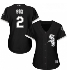 Womens Majestic Chicago White Sox 2 Nellie Fox Authentic Black Alternate Home Cool Base MLB Jersey