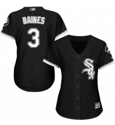 Womens Majestic Chicago White Sox 3 Harold Baines Replica Black Alternate Home Cool Base MLB Jersey