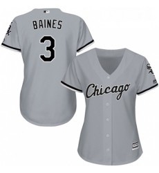 Womens Majestic Chicago White Sox 3 Harold Baines Replica Grey Road Cool Base MLB Jersey